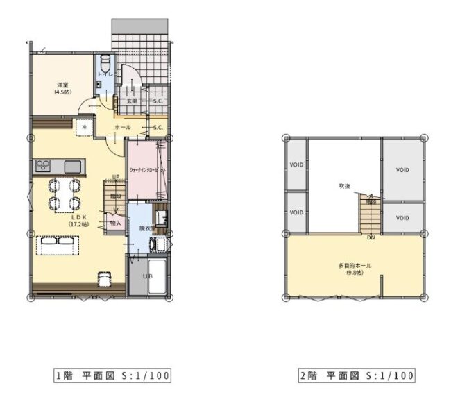 「1階が広い・2階が狭い家」の間取り｜福井の注文住宅実例