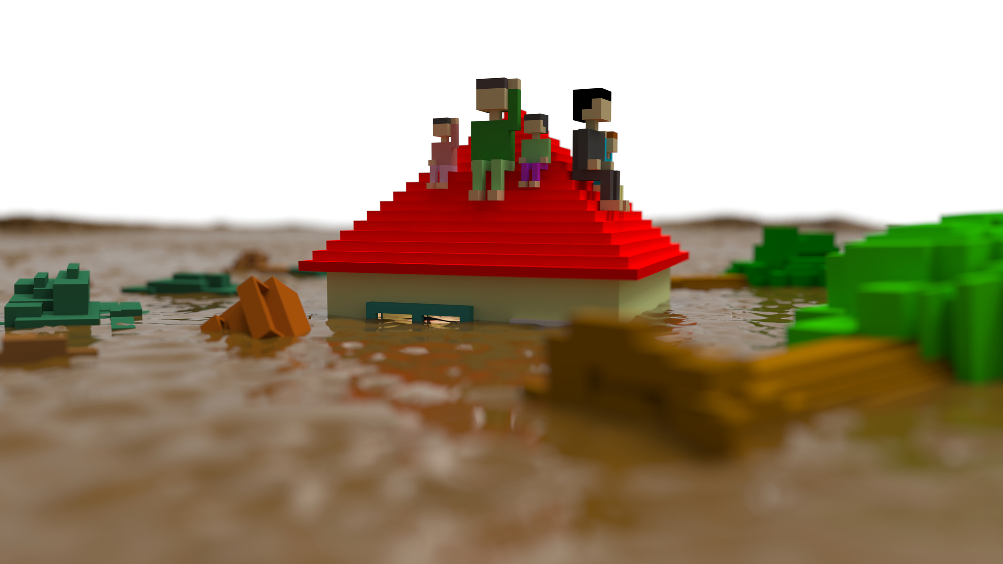 平屋の床上浸水イメージ
