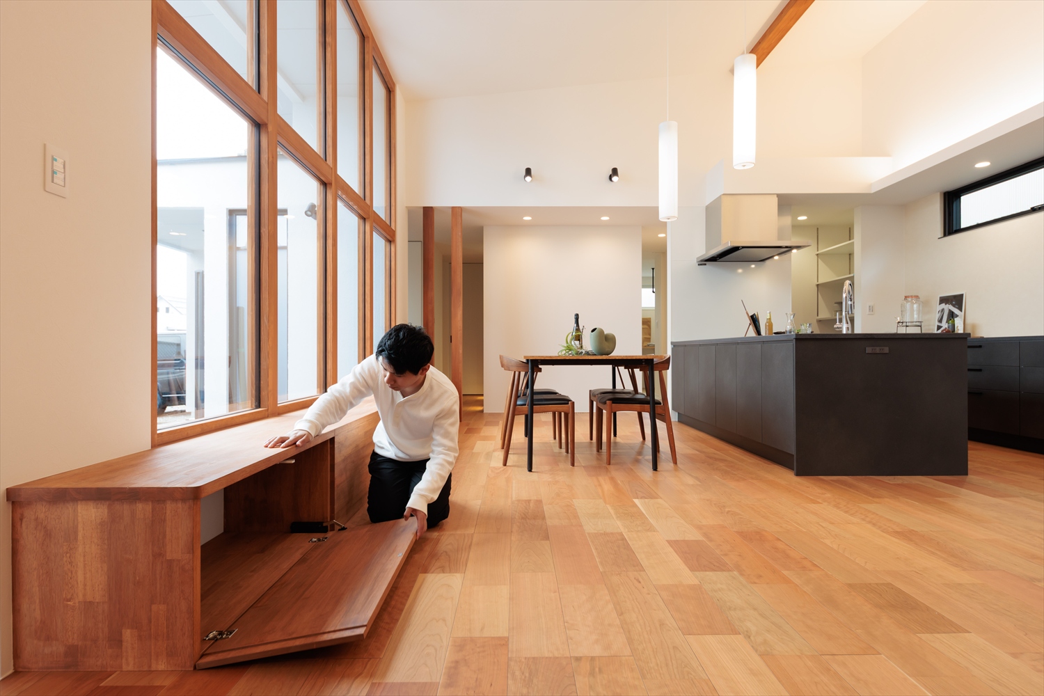 平屋ガレージハウス　プライバシーと開放感を両立する間取り設計｜福井県鯖江市注文住宅